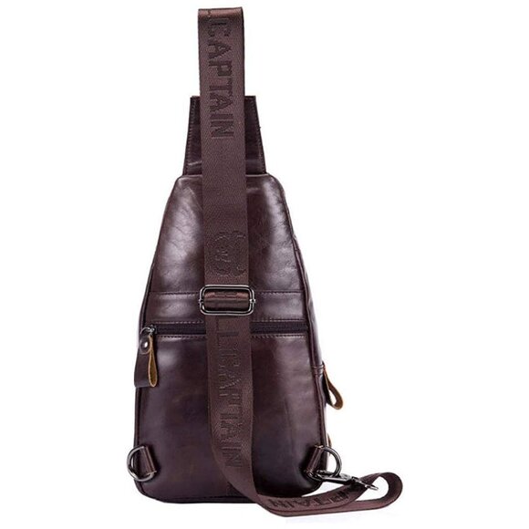 Leather Sling Bag Crossbody Backpack for Men Women-04coffee